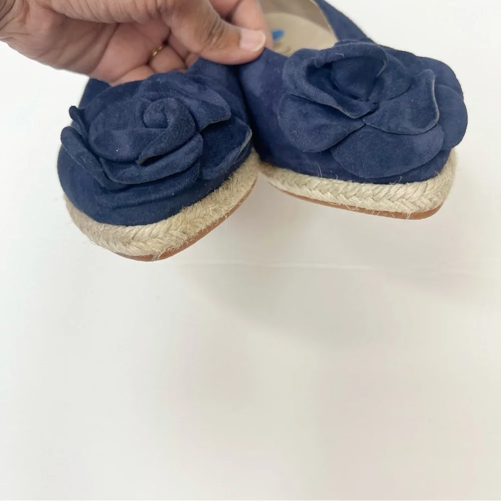 NWOB Gaimo Isbel Suede Espidrille Ballerina with Rose in Ultramarine Navy